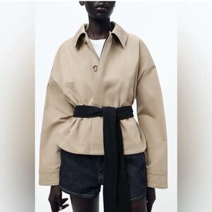 Zara Tan Trench Coat with Black Belt